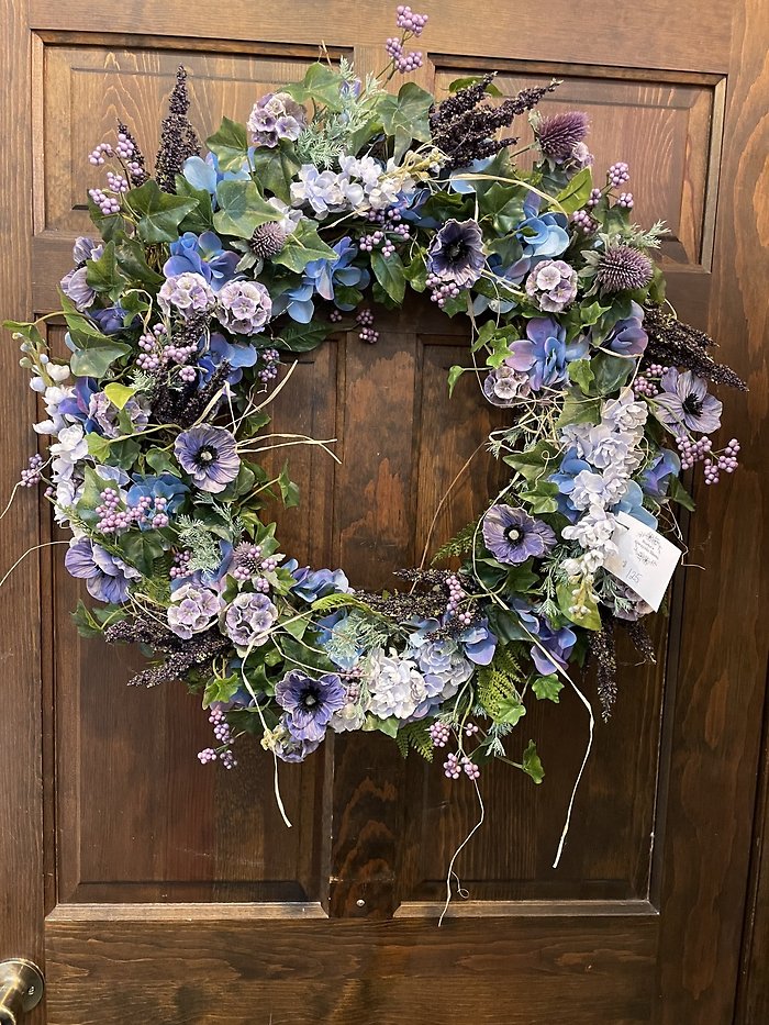 24\" HEATHER WILDFLOWER GRAPEVINE WREATH $125
