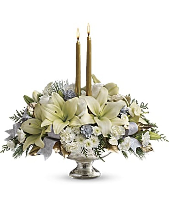 Teleflora Silver and Gold Centerpiece