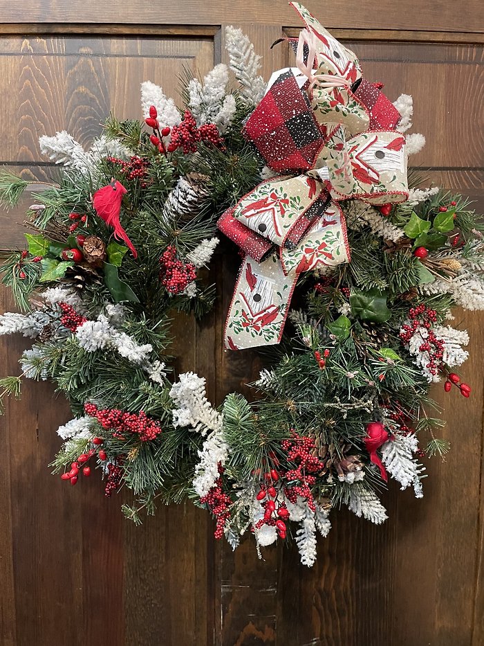 22\" Cardinal Pine Wreath
