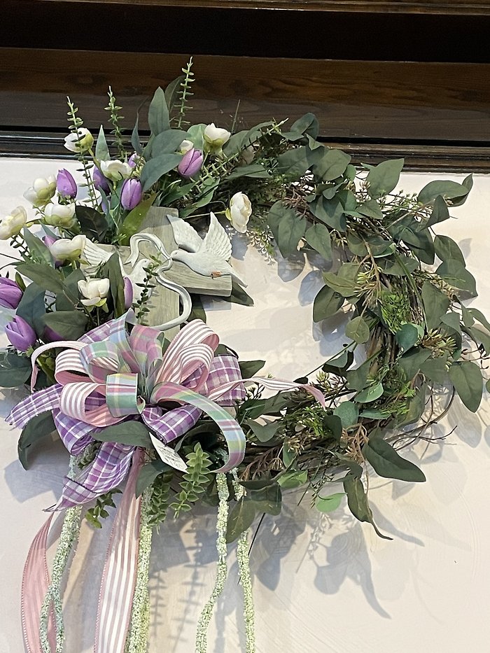 DOVE CROSS 24\" GRAPEVINE WREATH