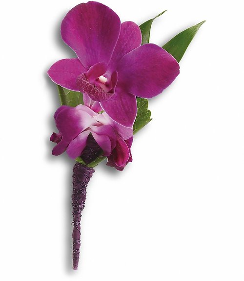 Perfect Purple Orchid Boutonniere