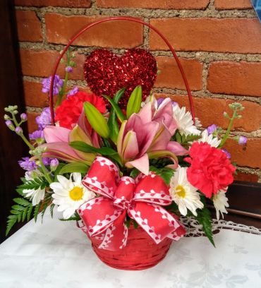 Red Hearted Basket