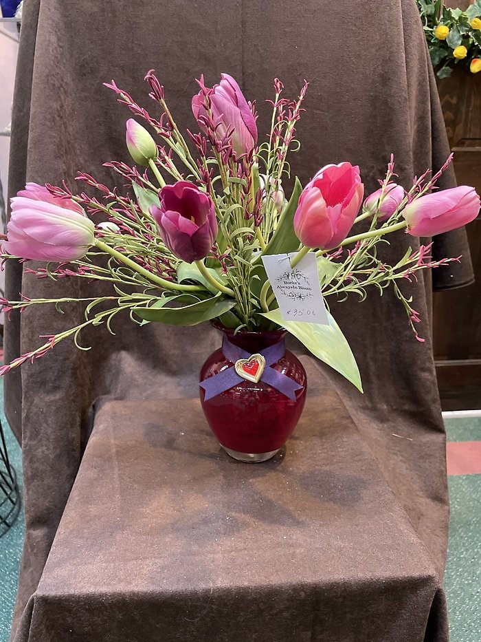 VALENTINE MAUVE/PINK TULIPS $35