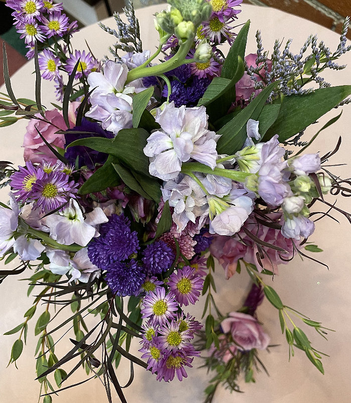 Lavendar Hues Handheld Bouquet and Boutineer