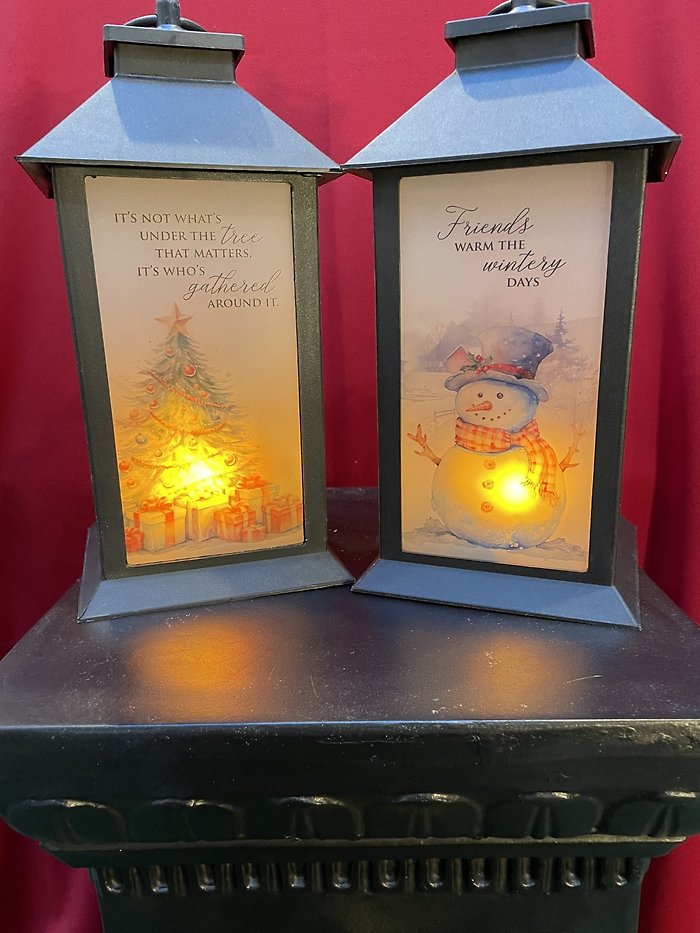 Christmas Tree or Friends Snowman indoor/outdoor lantern