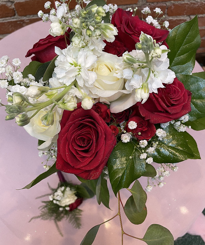 Red and White Handheld Bouquet