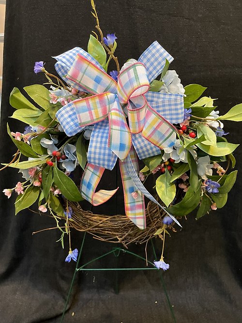 GRAVE WREATH PINK AND BLUE