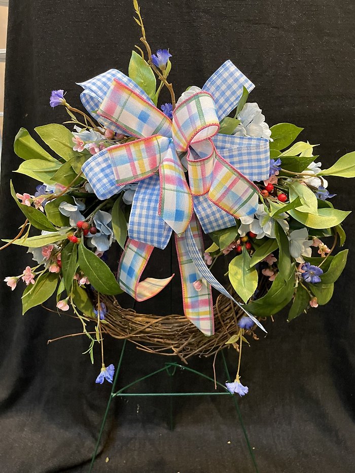 GRAVE WREATH PINK AND BLUE