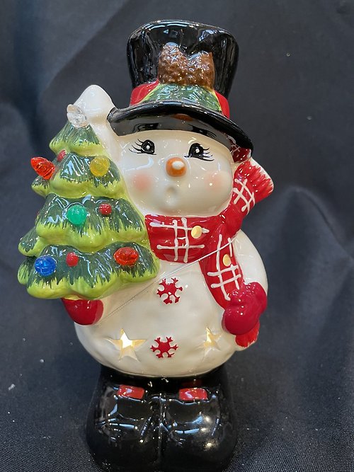 Light-up 8\" Ceramic Snowman