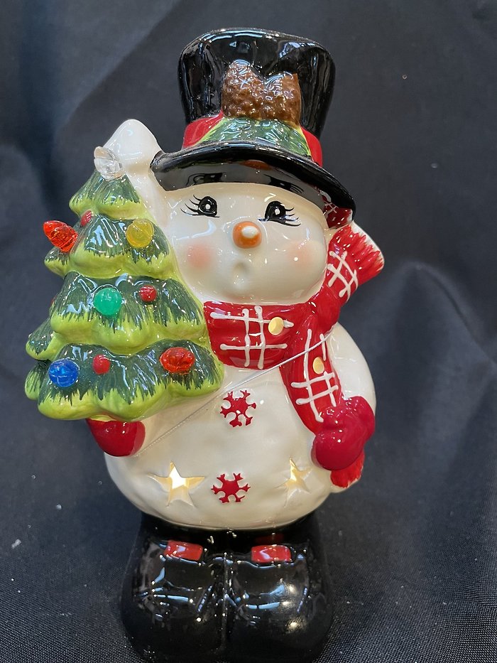 Light-up 8\" Ceramic Snowman