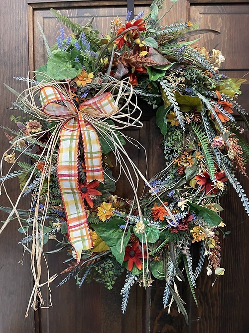 Raffia Plaid for Fall Wreath