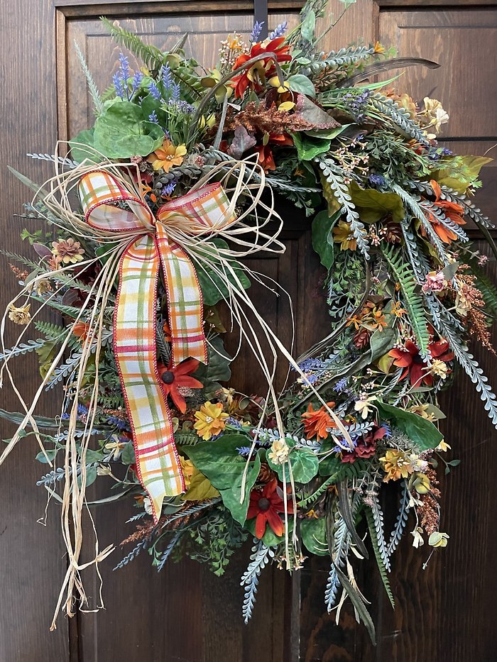 Raffia Plaid for Fall Wreath