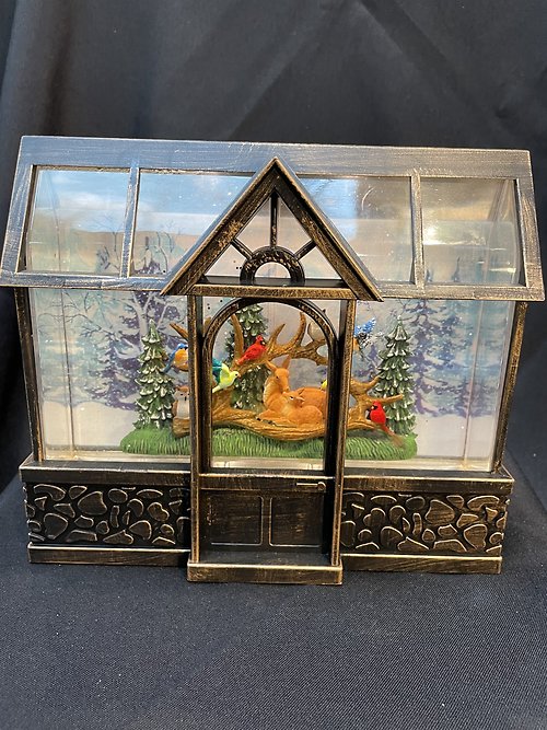 Green House Deer & Birds 9\"x8\"