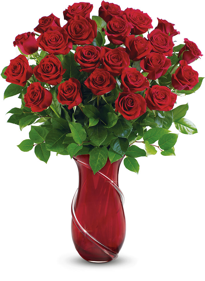 Crystal Vase Roses Bouquet