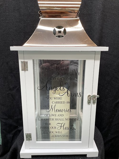 WHITE WOOD ANGEL ARMS LANTERN