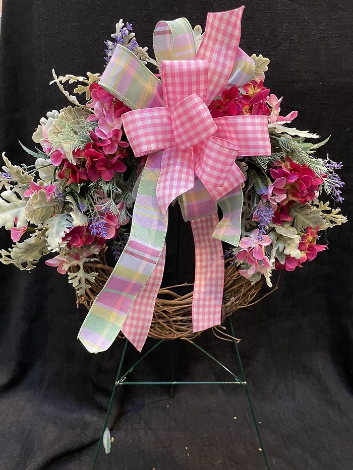 GRAVE WREATH PINK HYDRANGEA