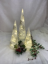 Illuminated Sparkling Snowflake Trio Tree Set