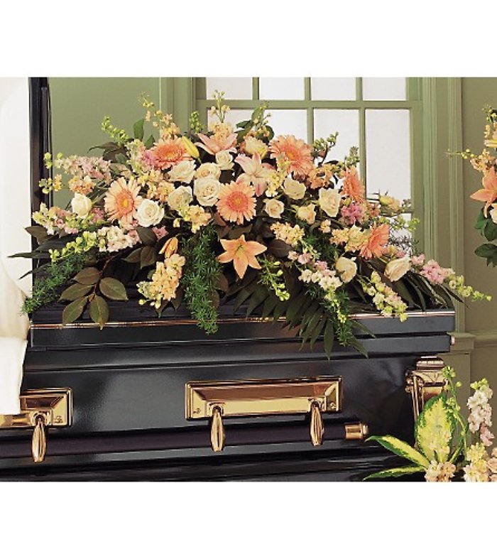 Peach Comfort Casket Spray