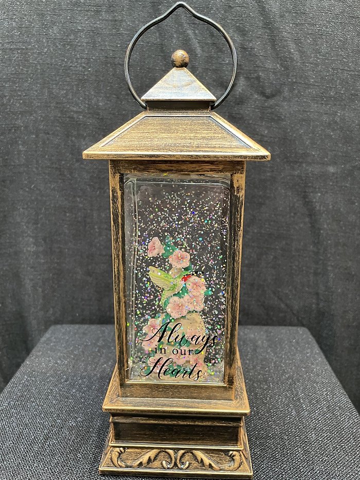 ALWAYS IN OUR HEART HUMMINGBIRD WATER GLOBE