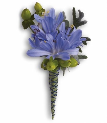 Bold and Blue Boutonniere