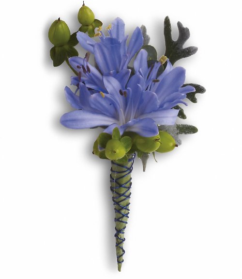Bold and Blue Boutonniere