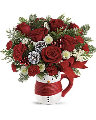 Send a Hug Snowman Mug Bouquet