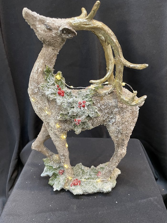 Lighted Frosted Standing Deer