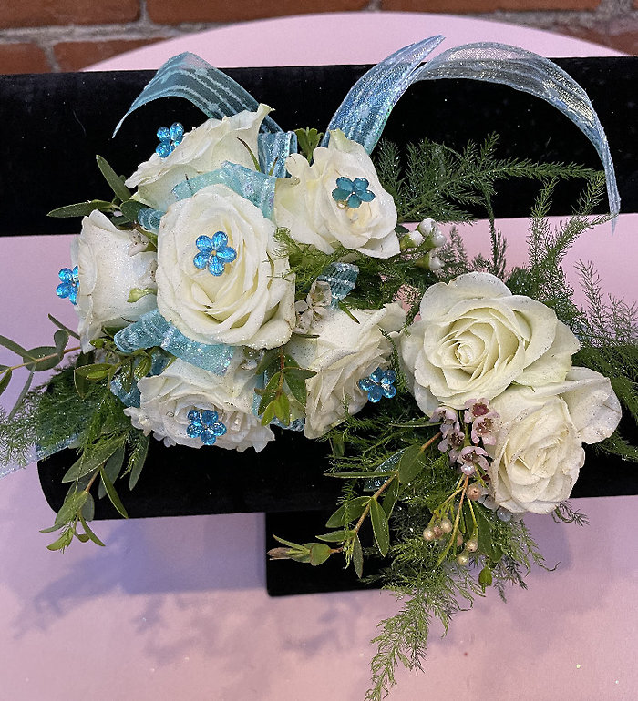 True and Blue Wrist Corsage