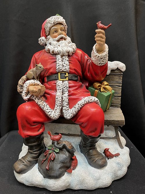 Resin Santa Loves Cardinals