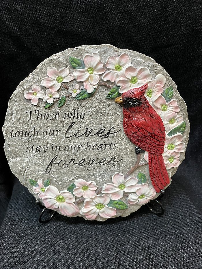 CARDINAL WITH DOGWOOD GARDEN STONE
