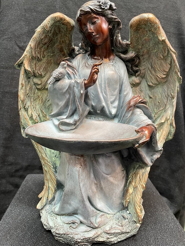 Bronze Resin Angel Bird Feeder
