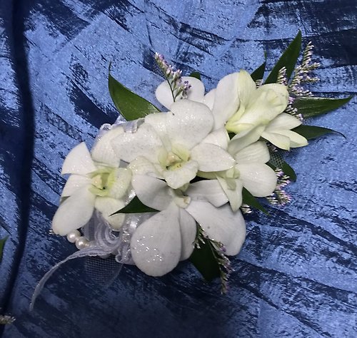 White Dendrobium Orchid Wristet