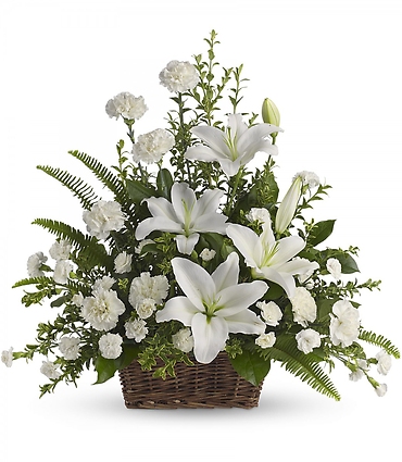 Peaceful White Lilies Basket