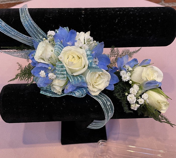 Baby It\'s Blue Wrist Corsage