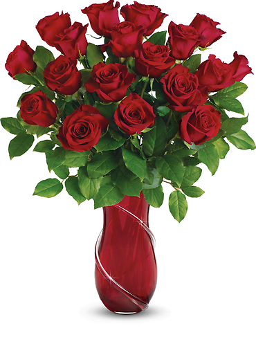 Crystal Vase Roses Bouquet