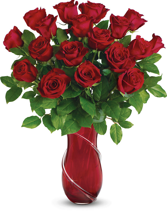 Crystal Vase Roses Bouquet