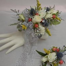 Multicolor Corsage with Matching Boutonniere