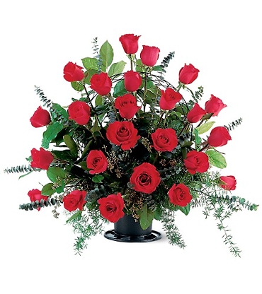 Blooming Red Roses Basket