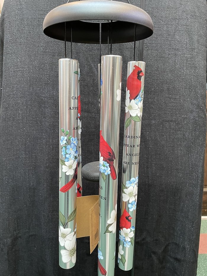 CARDINALS APPEAR PAINTED WIND CHIMES