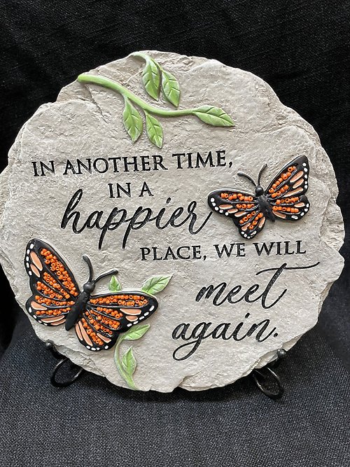 BEADED BUTTERFLY GARDEN STONE