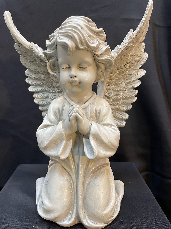 White Resin Praying Boy