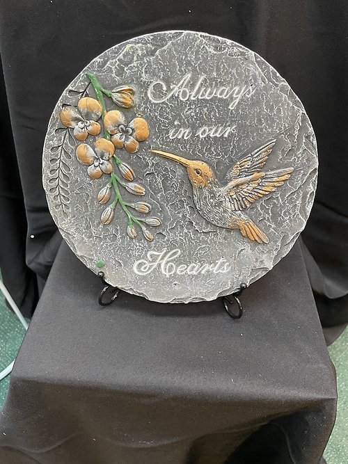 Gold Resin Hummingbird Garden Stone
