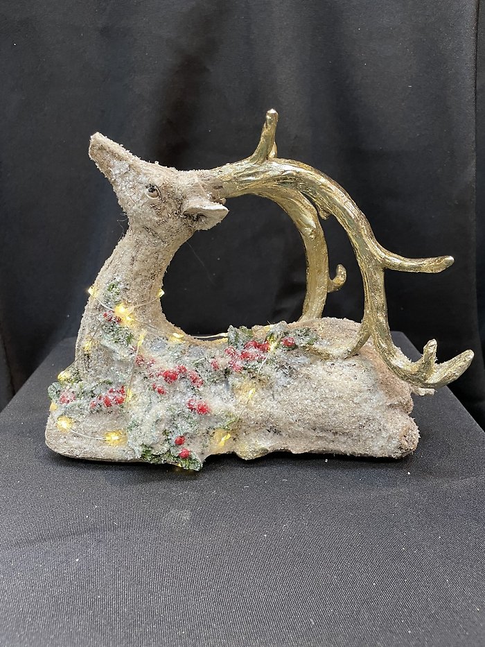 Lighted Laying Frosted Deer