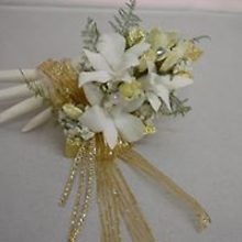 White Roses & White Orchids Corsage