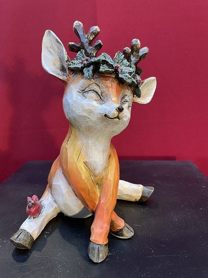 Faux wood holiday deer